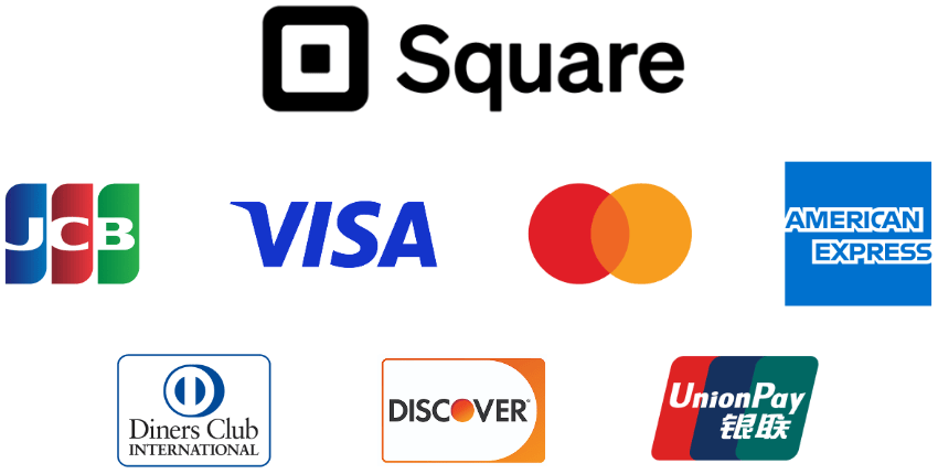 Square,JCB,VISA,mastercard,AmericanExpress,DinersClub,DISCOVER,UnionPay