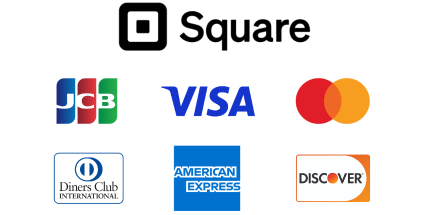 Square,JCB,VISA,mastercard,AmericanExpress,DinersClub,DISCOVER